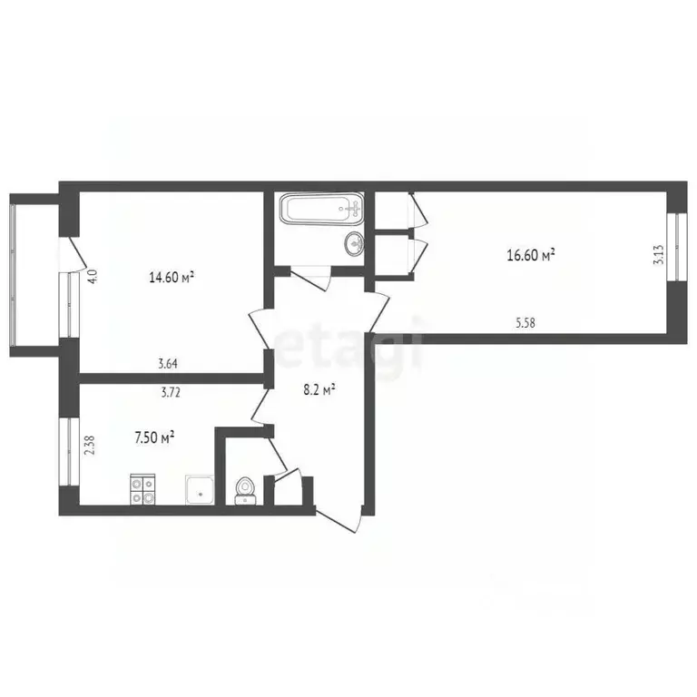 2-к кв. Камчатский край, Елизово ул. Завойко, 44 (46.3 м) - Фото 2