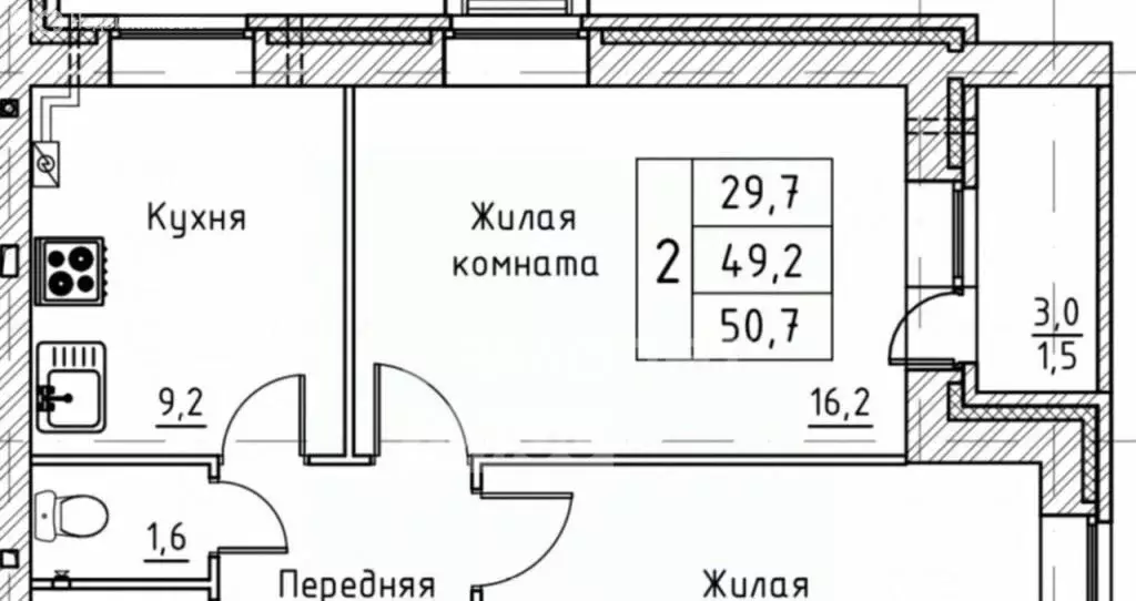 2-комнатная квартира: Орёл, улица Чапаева, 32 (51 м) - Фото 1