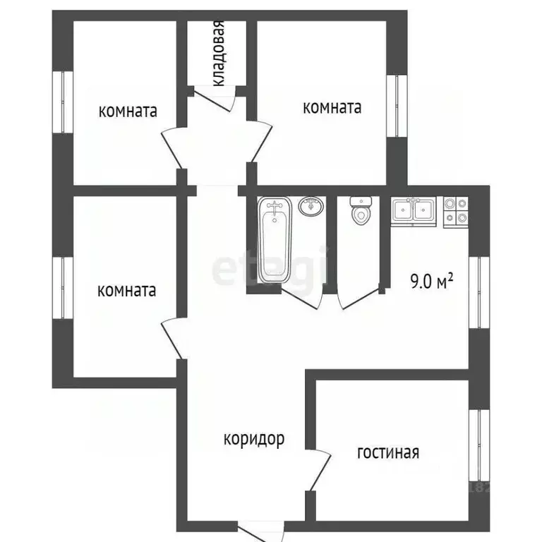 4-к кв. Кемеровская область, Прокопьевск ул. Гайдара, 32 (77.0 м) - Фото 2
