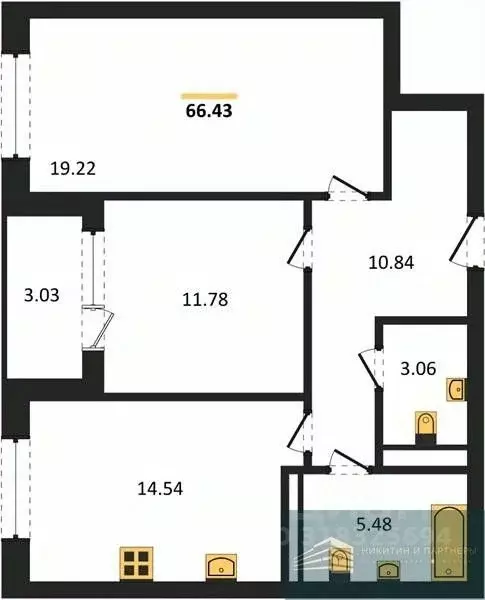 2-к кв. Воронежская область, Воронеж ул. Ломоносова, 116В (66.4 м) - Фото 0