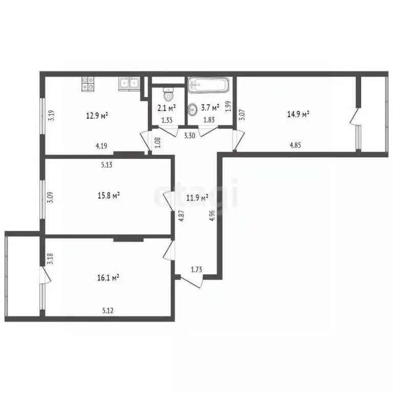 3-к кв. Крым, Симферополь пер. Мраморный (81.0 м) - Фото 1