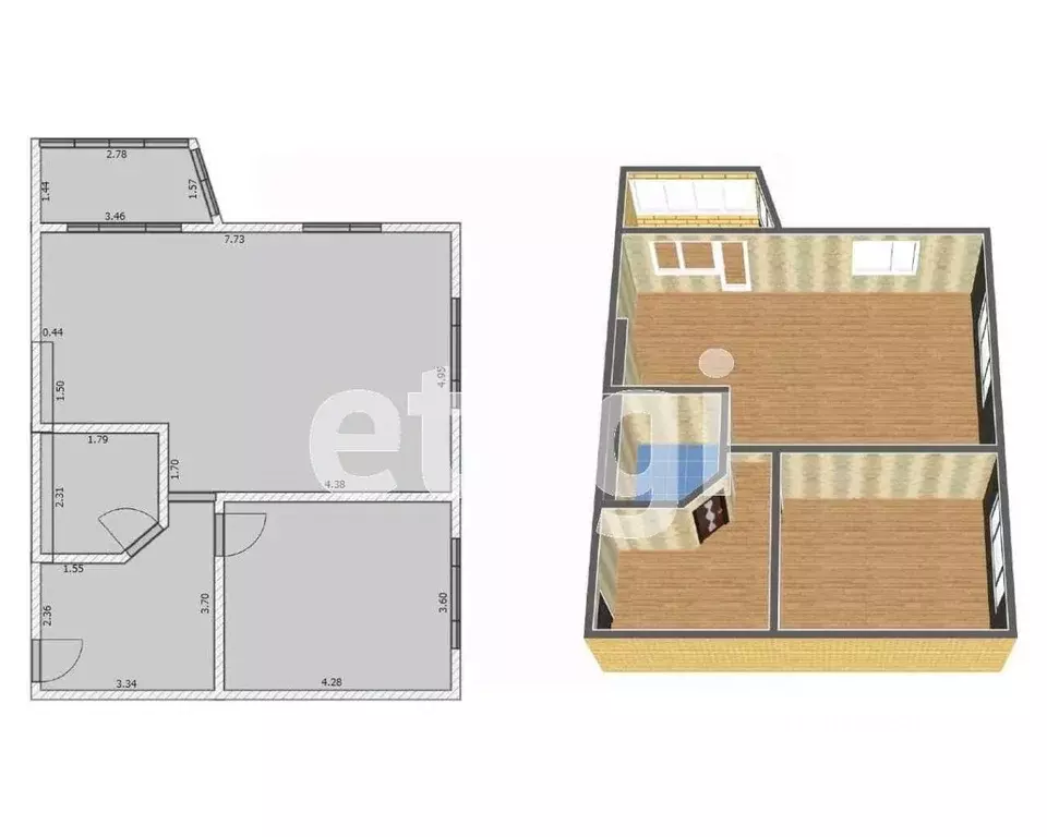 2-к кв. Калужская область, Калуга ул. Пестеля, 15к1 (63.7 м) - Фото 2