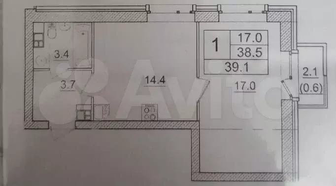 1-к. квартира, 38 м, 4/4 эт. - Фото 0