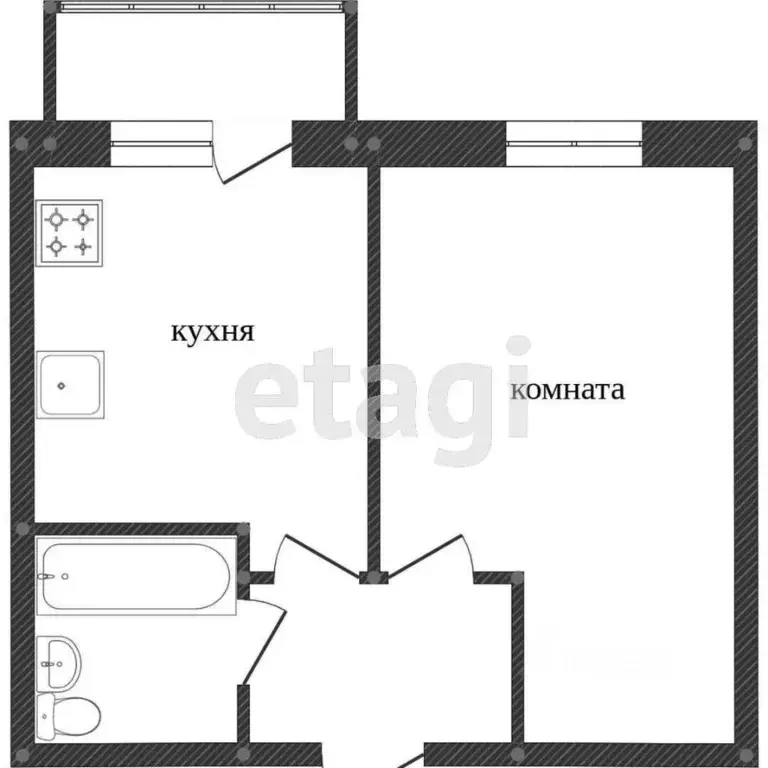 1-к кв. Калужская область, Калуга Тракторная ул., 49 (29.2 м) - Фото 2