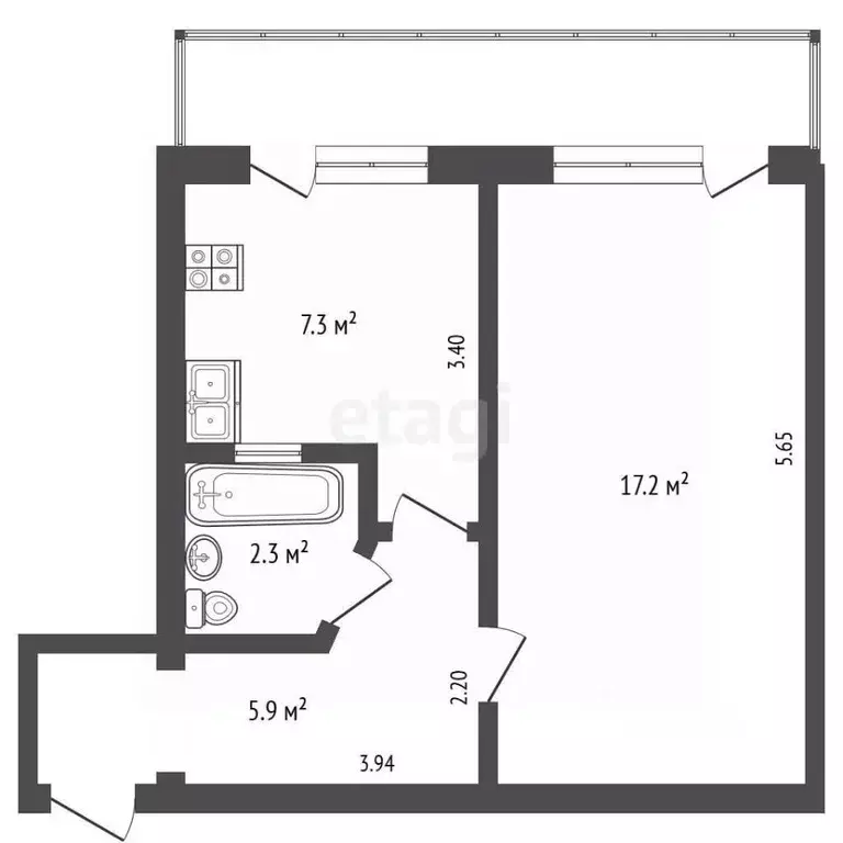 1-к кв. Крым, Феодосия ул. Куйбышева, 2 (32.7 м) - Фото 2