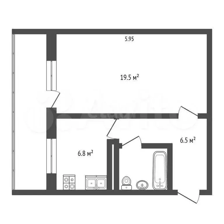 1-к. квартира, 39,1 м, 5/9 эт. - Фото 1