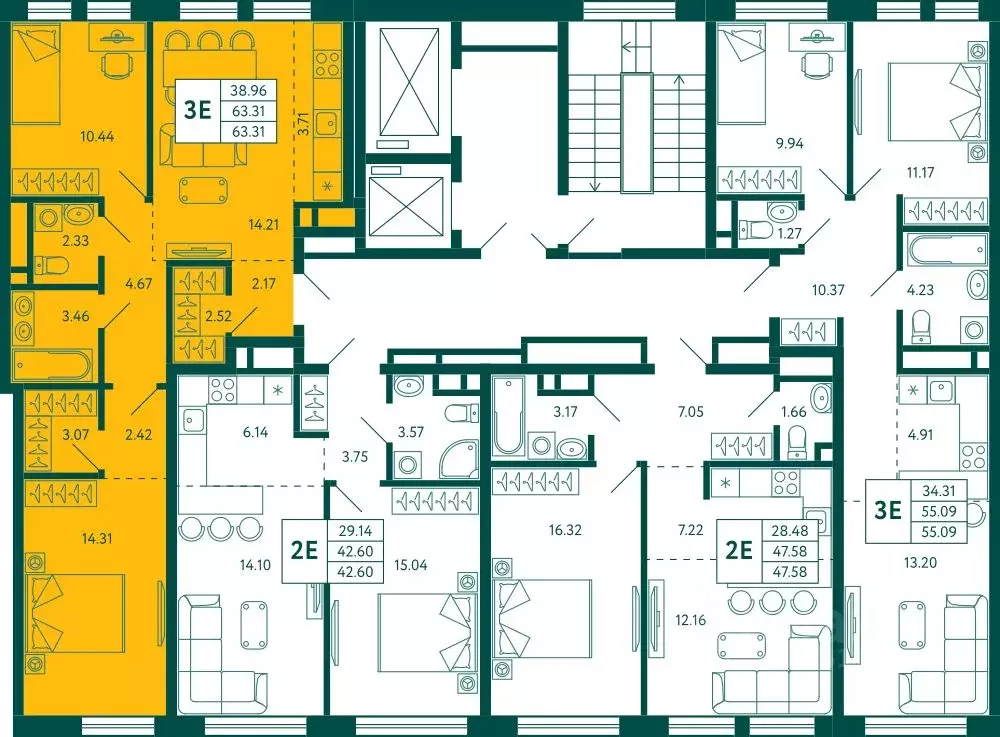 2-к кв. Башкортостан, Уфа Зеленая Роща жилрайон, Терле Парк жилой ... - Фото 2