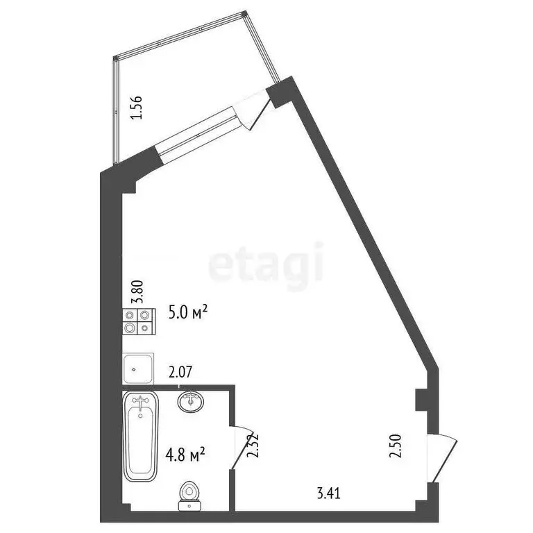 Квартира-студия: Кореиз, Мисхорский спуск, 1Е (29.5 м) - Фото 0