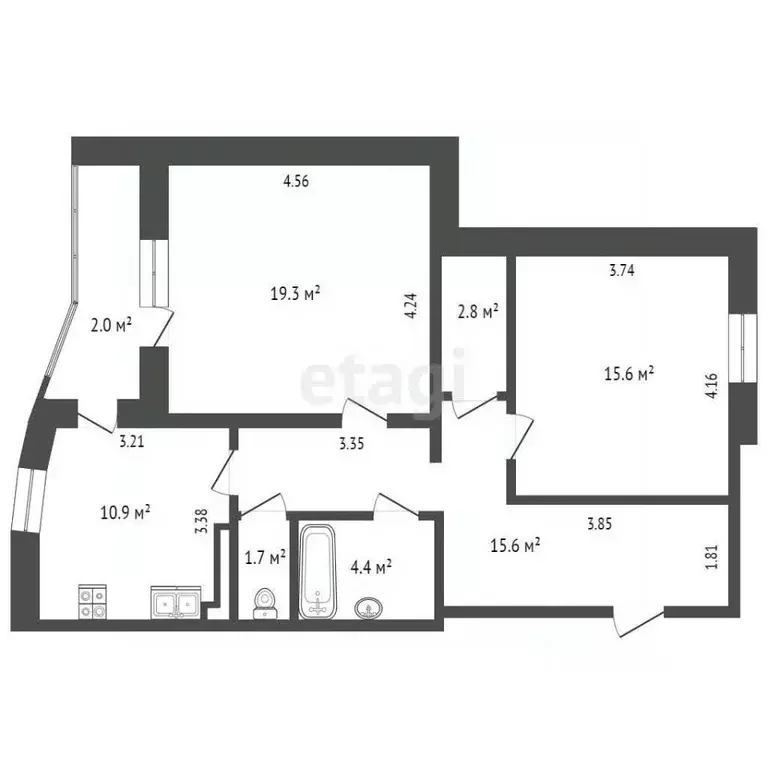 2-к кв. Ямало-Ненецкий АО, Новый Уренгой Мирный мкр, 1/6А (70.3 м) - Фото 1