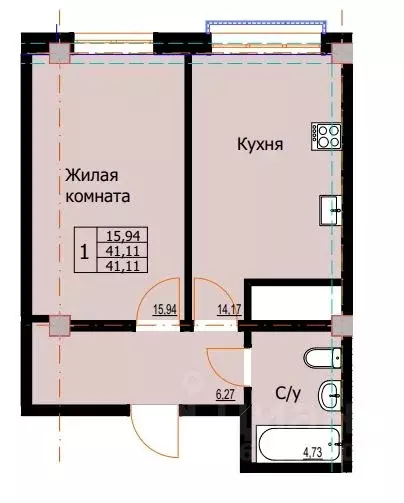 1-к кв. Ставропольский край, Ессентуки  (41.11 м) - Фото 0