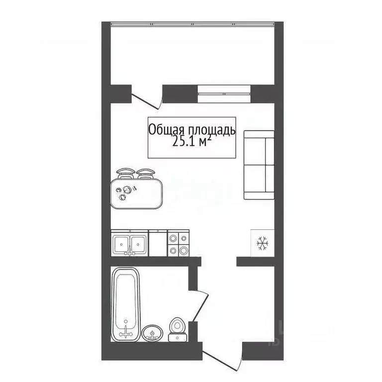 Студия Новосибирская область, Новосибирск Дивногорский мкр, ул. ... - Фото 2