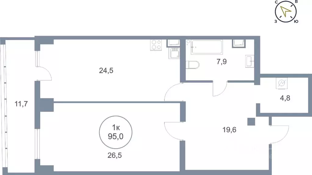 1-к кв. Ханты-Мансийский АО, Сургут тракт Югорский, 43 (95.0 м) - Фото 0