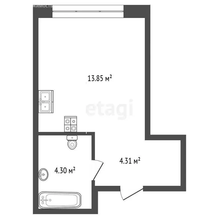 Квартира-студия: Тюмень, улица Тимофея Чаркова, 93 (22.2 м) - Фото 1