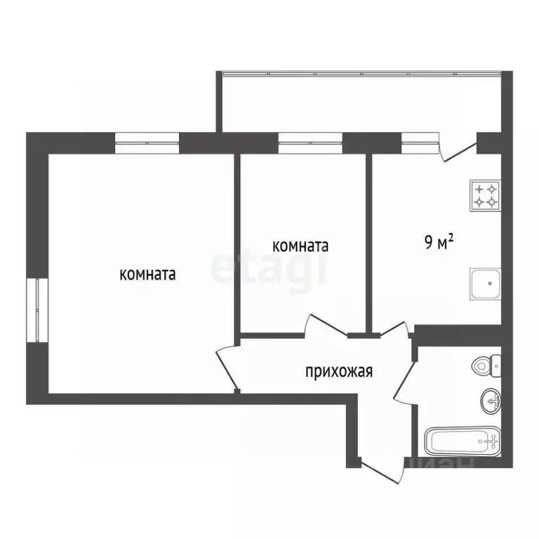 2-к кв. Красноярский край, Красноярск Караульная ул., 39Б (62.4 м) - Фото 1