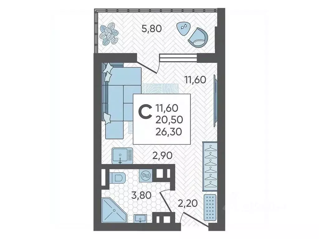 Студия Краснодарский край, Сочи городской округ Горный Квартал жилой ... - Фото 1