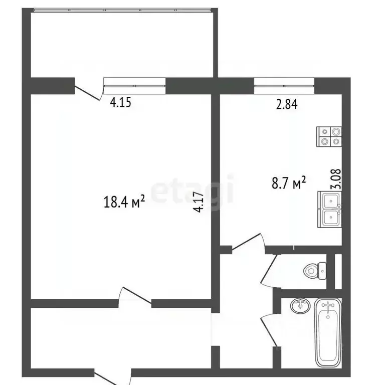 1-к кв. Челябинская область, Челябинск ул. Чайковского, 54б (40.5 м) - Фото 0