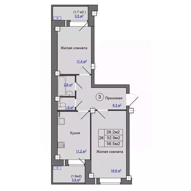 2-к кв. Псковская область, Псковский район, Завеличенская волость, д. ... - Фото 1