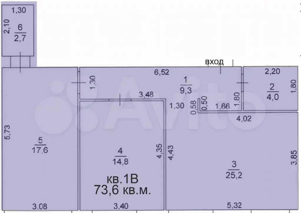 2-к. квартира, 73,6 м, 1/3 эт. - Фото 0