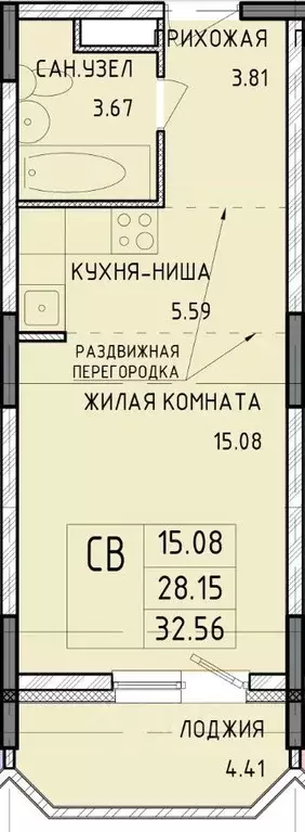 Студия Тульская область, Тула Рязанская ул., 21 (32.56 м) - Фото 0
