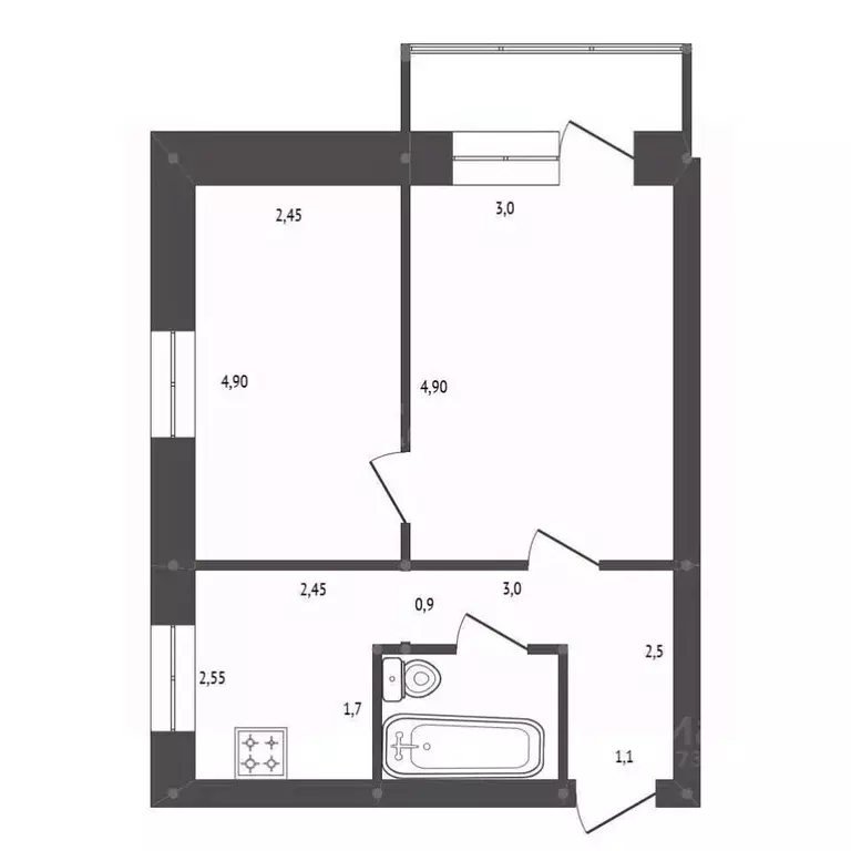 2-к кв. Амурская область, Белогорск ул. Кирова, 253А (40.2 м) - Фото 2