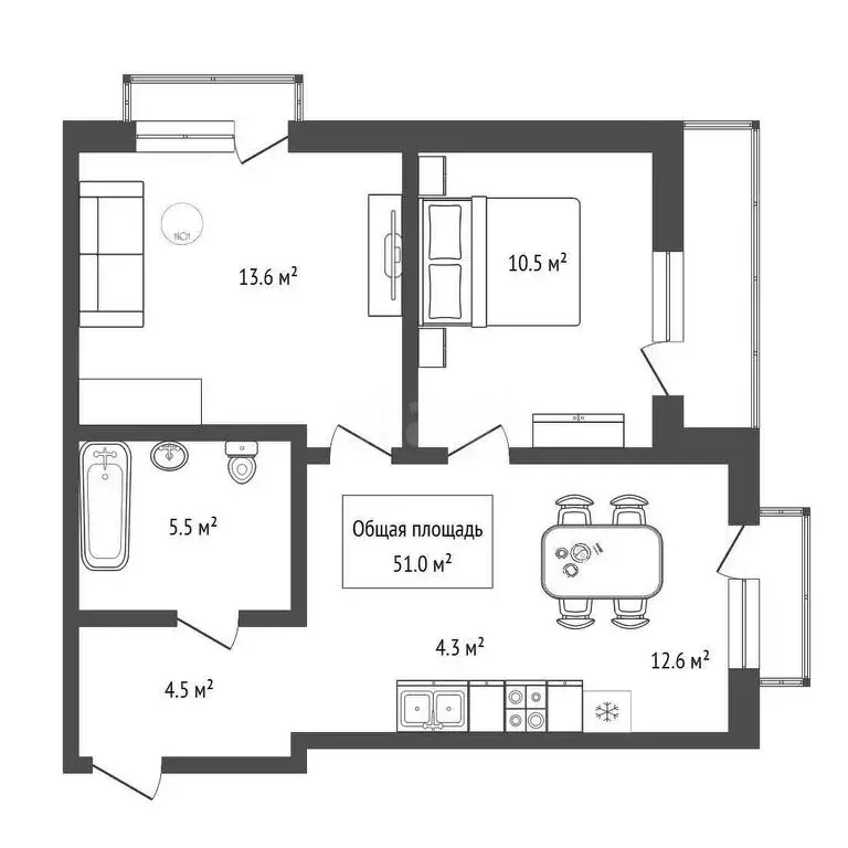 3-комнатная квартира: Новосибирск, Фабричная улица, 65/2 (51 м) - Фото 2