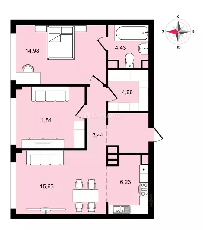 2-к кв. Москва ул. 4-я Марьиной рощи, 12к2 (65.63 м) - Фото 1