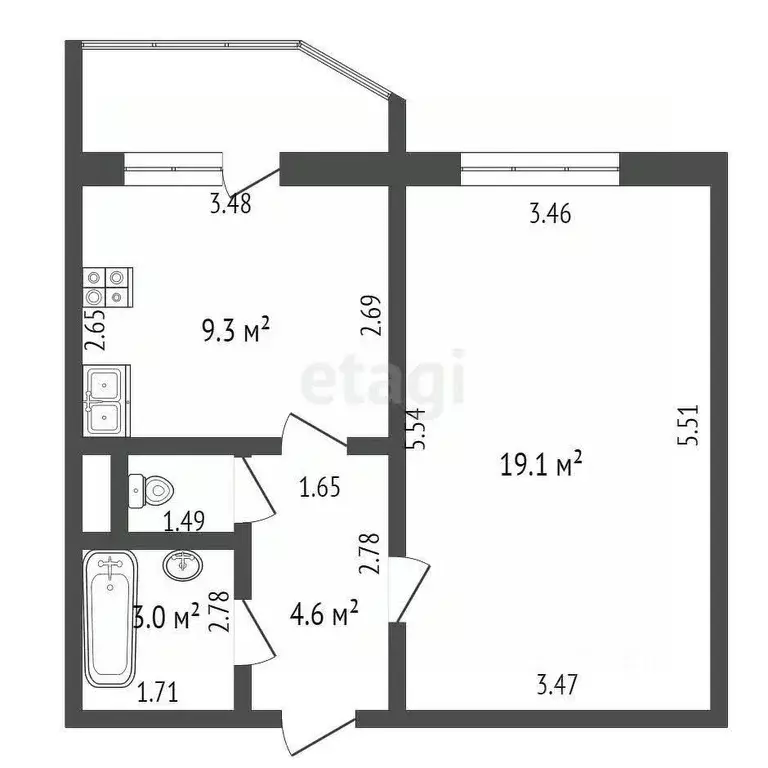 1-к кв. Орловская область, Орел Планерная ул., 56 (37.4 м) - Фото 1