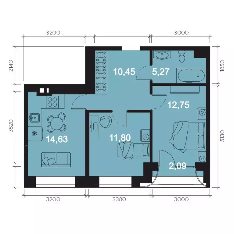 3-к кв. Иркутская область, Иркутск наб. Верхняя, 131 (57.69 м) - Фото 1