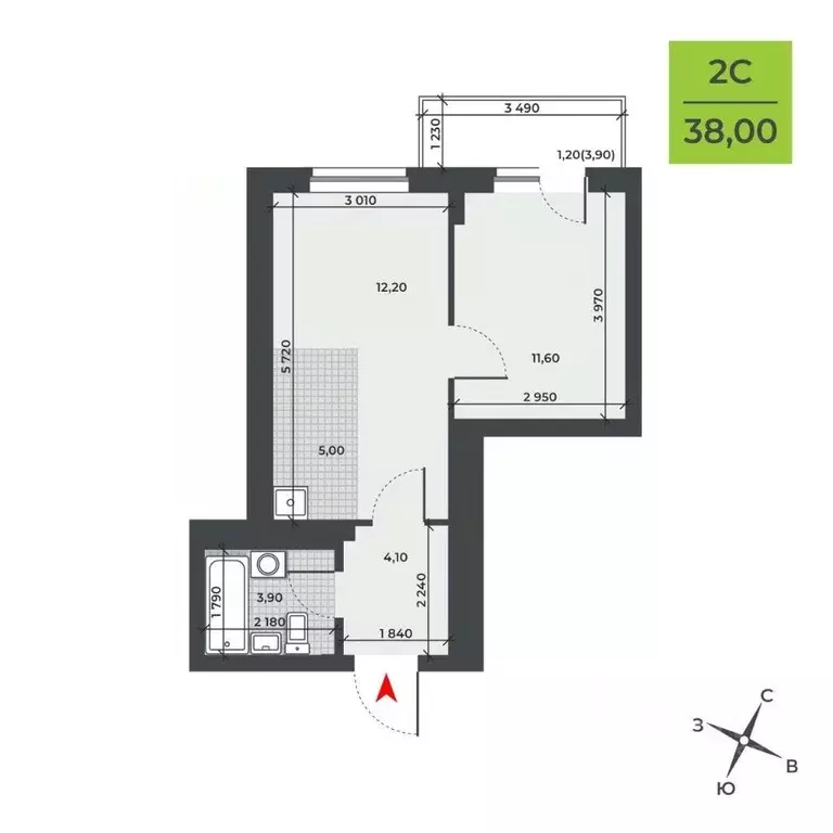 2-к кв. Новосибирская область, Новосибирск Юбилейный мкр,  (38.0 м) - Фото 0