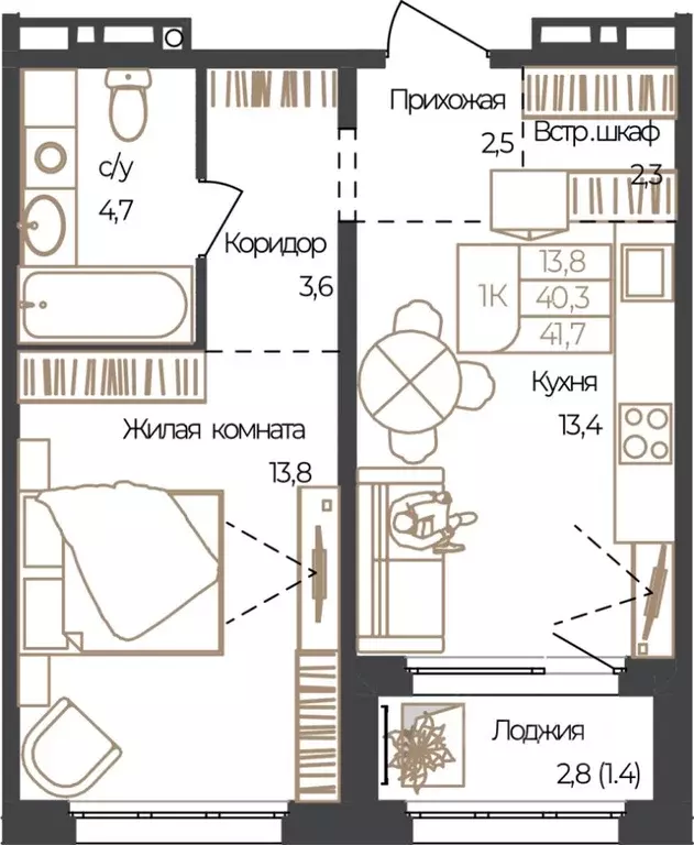 1-к кв. Алтай, Майминский район, с. Майма, Алгаир-2 кв-л  (41.7 м) - Фото 1