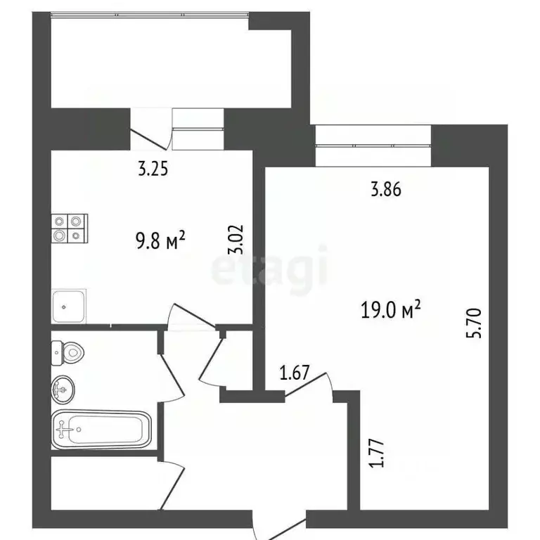 1-к кв. Ханты-Мансийский АО, Сургут ул. 30 лет Победы, 56/2 (42.0 м) - Фото 0
