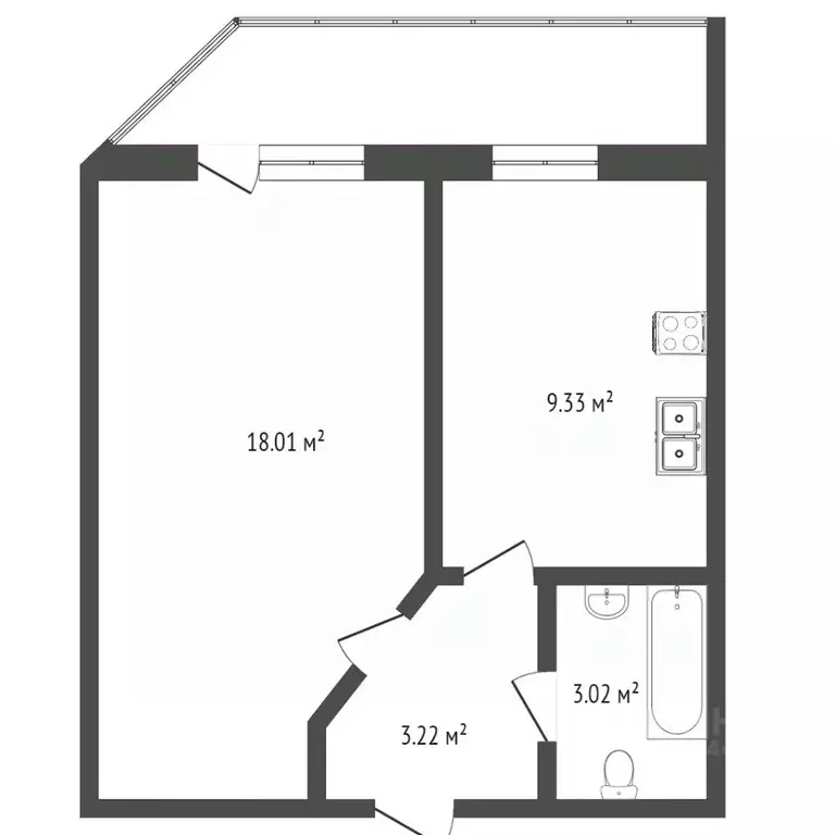 1-к кв. Тюменская область, Тюмень ул. Революции, 228к2 (34.0 м) - Фото 1