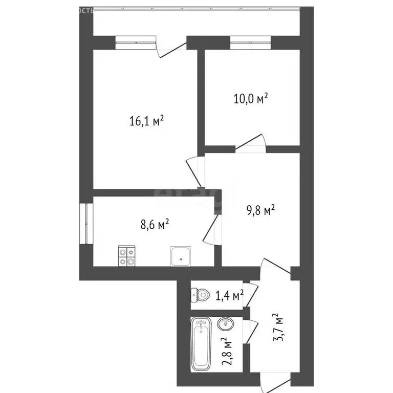 2-комнатная квартира: Воронеж, Иркутская улица, 15 (40.7 м) - Фото 1