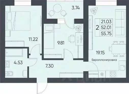 2-к кв. Саратовская область, Татищево рп  (55.75 м) - Фото 0