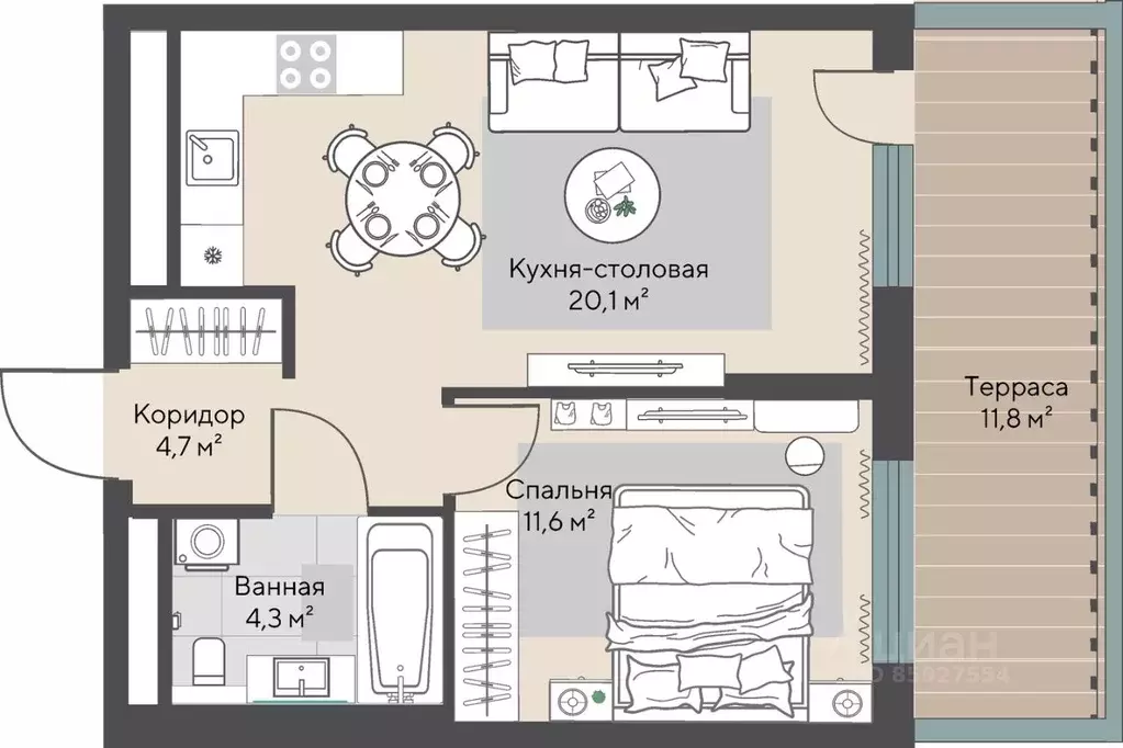 1-к кв. Свердловская область, Екатеринбург Эльмаш жилрайон, Изумрудный ... - Фото 0