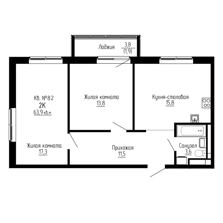 2-комнатная квартира: Новый, ЖК ДНС Сити (63.9 м) - Фото 0