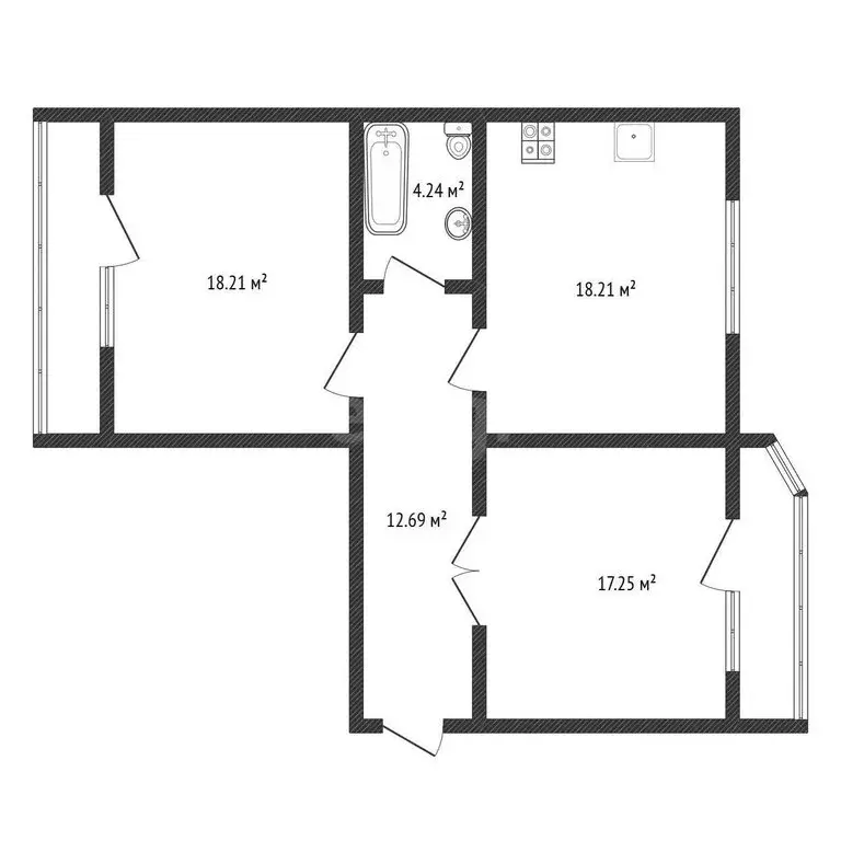 2-комнатная квартира: Черкесск, Кавказская улица, 56 (70.6 м) - Фото 1