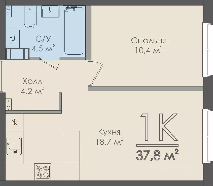 1-к кв. Новгородская область, Великий Новгород Нехинская ул., 20к2 ... - Фото 0