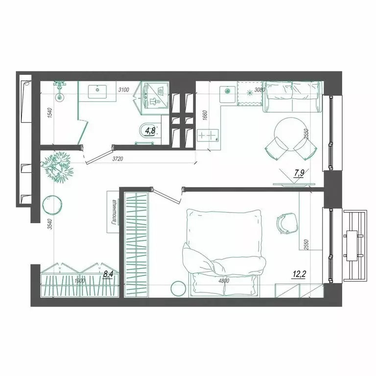 1-комнатная квартира: Владивосток, улица Невельского, 4с2 (34.2 м) - Фото 1