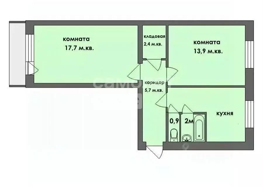 2-к кв. Пензенская область, Пенза ул. Минская, 7 (46.8 м) - Фото 2