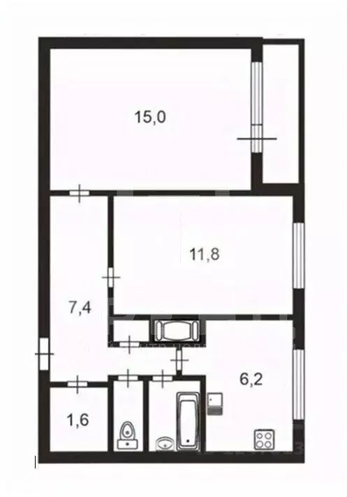 2-к кв. Санкт-Петербург Петергофское ш., 11/21 (45.5 м) - Фото 2