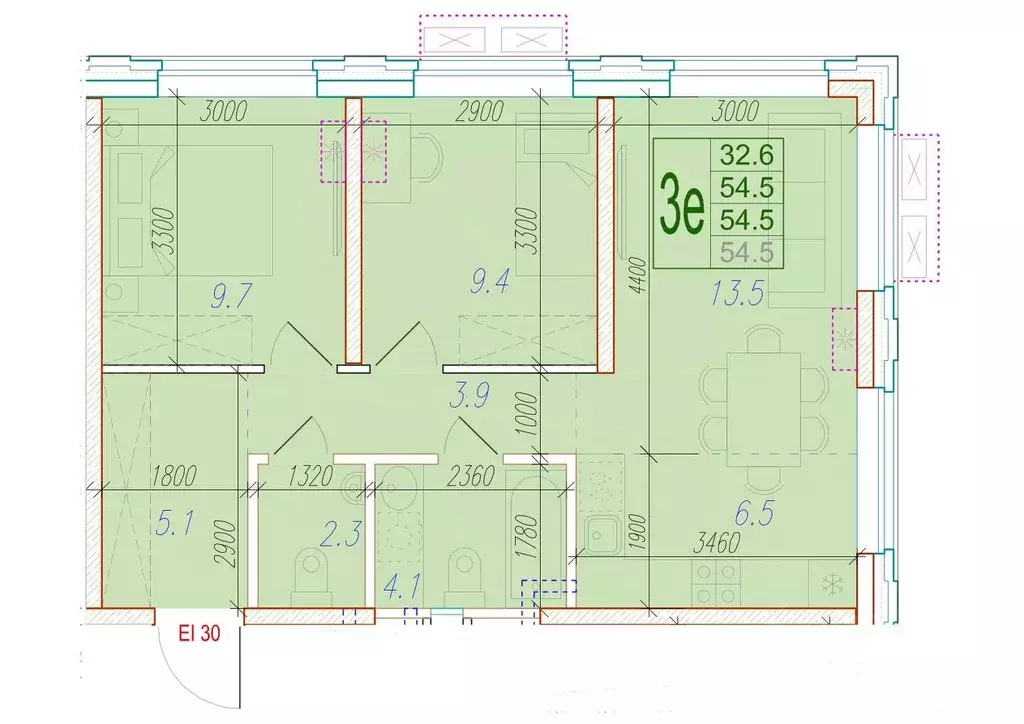 3-к кв. Астраханская область, Астрахань Августовская ул. (54.5 м) - Фото 1