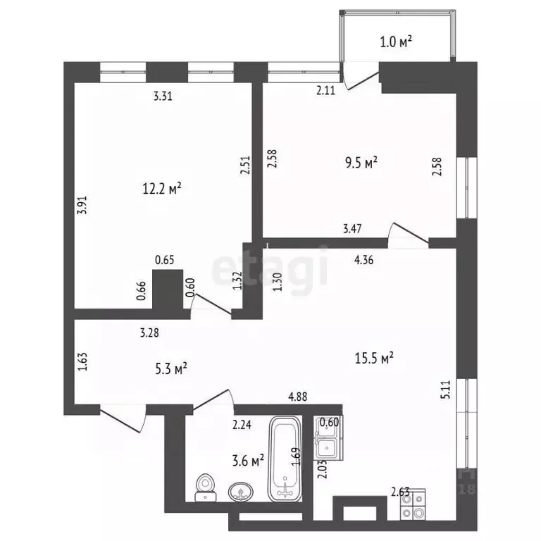 3-к кв. Ростовская область, Ростов-на-Дону Соборный пер., 98 (47.6 м) - Фото 1