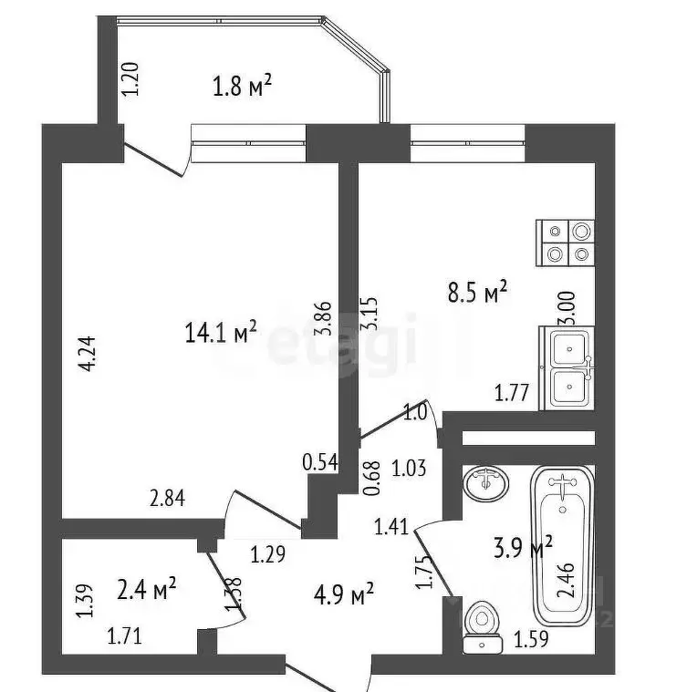 1-к кв. Забайкальский край, Чита ул. Курнатовского, 70 (36.6 м) - Фото 2