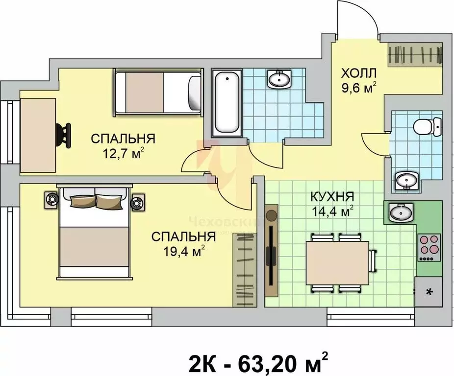 2-комнатная квартира: Москва, жилой комплекс Остров, 1-й квартал, к4 ... - Фото 0