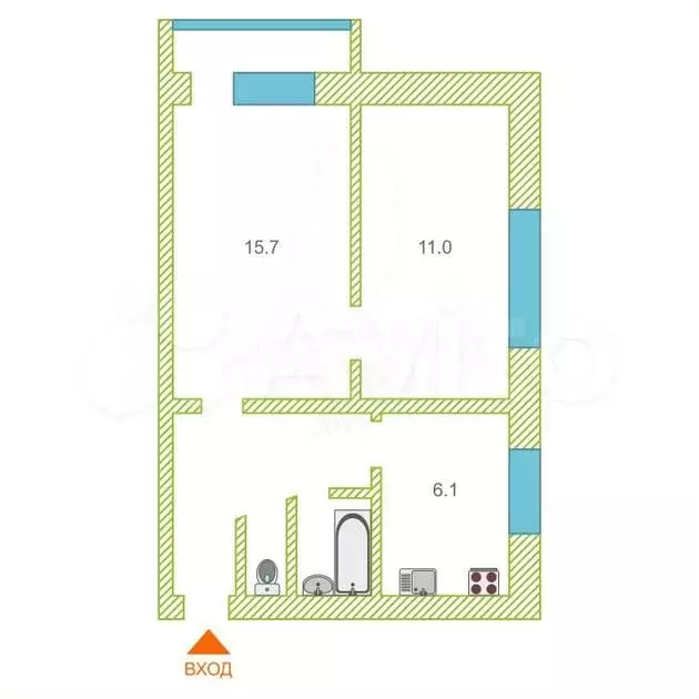 2-к. квартира, 40 м, 4/5 эт. - Фото 0