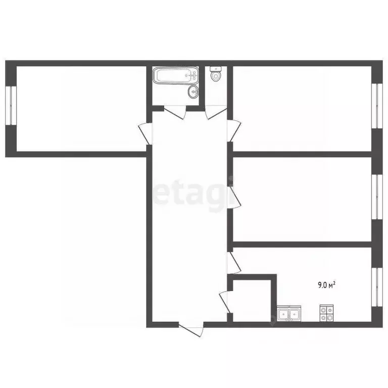 3-к кв. Оренбургская область, Оренбург Новая ул., 10/3 (65.5 м) - Фото 2