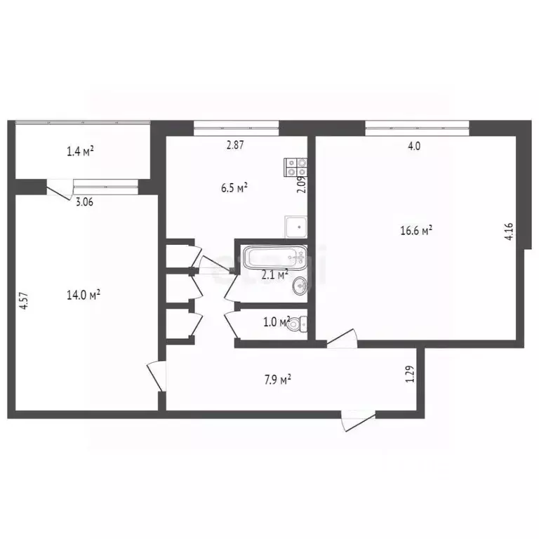 2-к кв. Мордовия, Саранск ул. Коваленко, 50 (49.2 м) - Фото 1