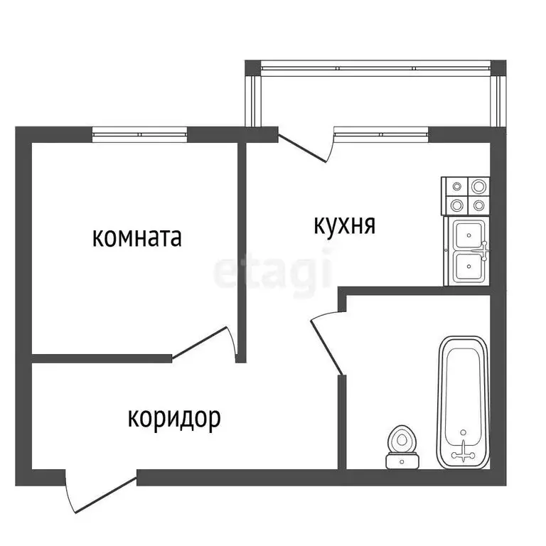1-комнатная квартира: Семилуки, улица Чайковского, 2 (30 м) - Фото 1