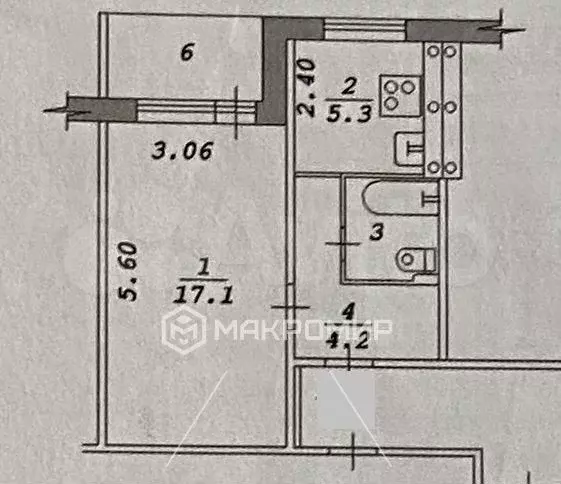 1-к. квартира, 30 м, 4/9 эт. - Фото 0